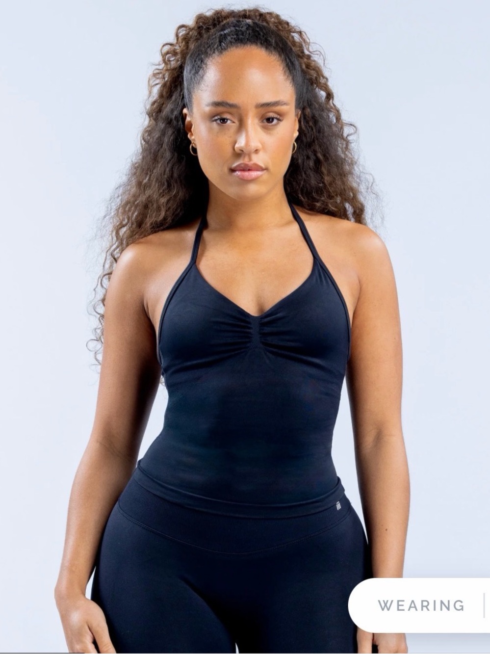 Impact Longline Strappy Top Midnight Black